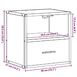 vidaXL Table de chevet murale chêne marron 40x31x39,5 cm pas cher