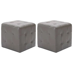 Maison Chic Lot de 2 Tables de chevet,Table de nuit,Table d'appoint pour salon Gris 30x30x30 cm Similicuir -MN17106