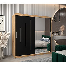 Abiks Meble Armoire YORK 2 À Portes Coulissantes 200/200/62 2 Portes (Artisan/Noir)