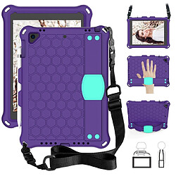 Wewoo Coque Pour iPad Air / Air 2 / Pro 9.7 / iPad 9.7 2017 / iPad 9.7 2018 Honeycomb Design EVA + PC Housse de protection antichoc à quatre coins avec sangles Violet + Vert menthe