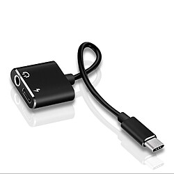 Wewoo Adaptateur USB-C / Type-C vers Jack 3.5mm Aux + USB-C / Type C Ecouteurs Chargeur Câble Audio pour Mi 8 Lite A2 L1130 noir pas cher