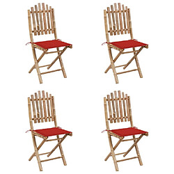 Maison Chic Mobilier à dîner 5 pcs pliable de jardin avec coussins - Ensemble table et chaises d'extérieur - Salon/Mobilier de jardin classique Bambou -MN12685