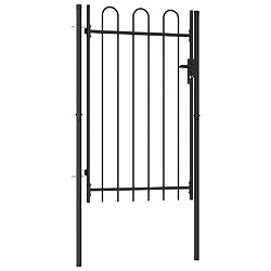 vidaXL Portillon simple porte avec dessus arqué Acier 1x1,5 m Noir