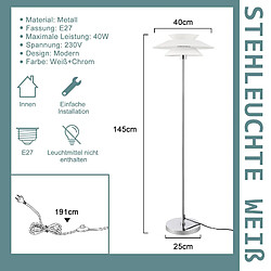 Avis Autres Temps ZMH Lampadaire LED noir/blanc Lampadaire E27 1 flamme avec interrupteur à pied Métal