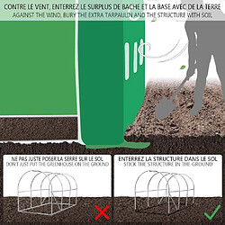 Vounot Serre de jardin tunnel 12m2 en acier galvanise pas cher