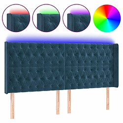 Maison Chic Tête de lit scandinave à LED,meuble de chambre Bleu foncé 183x16x118/128 cm Velours -MN24006