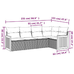 Acheter vidaXL Salon de jardin 5 pcs avec coussins noir résine tressée