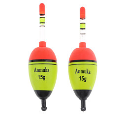 2 pcs lumineux flotteur de pêche vertical rock bouée de pêche en plastique bobber 15g