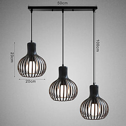 Stoex Lustre Créatif Rétro Suspension Luminaire Réglable en Hauteur 3 Lumières Plafonnier Antique E27 Noir pas cher