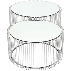 Tables basses rondes Wire set de 2 argentées Kare Design pas cher