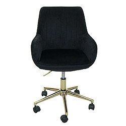 Avis Decoshop26 Chaise de bureau pivotante assise en velours noir avec accoudoir base dorée 04_0006208