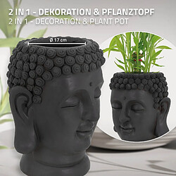 Acheter ML-Design Pot de Plantes/Fleurs Tête de Bouddha, 23x23x44 cm, Anthracite, Résine, Intérieur/Extérieur, Statue Massif, Grand Buste Sculpture, Vase Cache-pot, Planteur Décoration de Jardin, Urne Unique