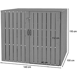 Decoshop26 Abri de poubelles extérieur conteneurs à ordures jusqu'à 4 bacs 115x140x100 cm en métal aspect bois extensible anthracite 04_0005607 pas cher