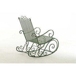 Avis Decoshop26 Chaise fauteuil à bascule rocking chair pour jardin en fer vert vieilli MDJ10100