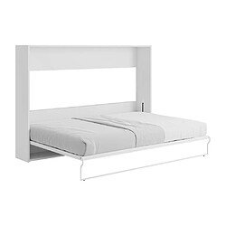 Acheter Vente-Unique Lit escamotable 140 x 200 cm - Ouverture horizontale manuelle - Blanc et gris - MALINA II