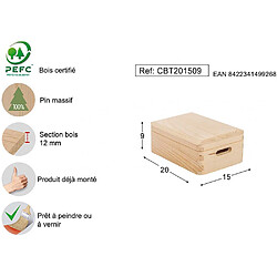 Avis Astigarraga Boîte de rangement en pin massif avec couvercle Taille 1.