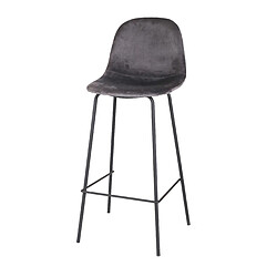 Acheter Lot de 2 IMA TABOURET DE BAR EN VELOURS GRIS AVEC PIED METAL NOIR STYLE INDUSTRIEL 47X43X76/105CM+Urban Living