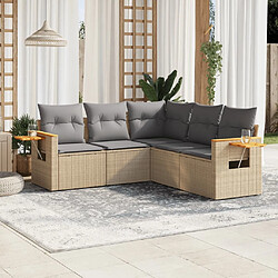 Maison Chic Salon de jardin avec coussins 5 pcs | Ensemble de Table et chaises | Mobilier d'Extérieur beige résine tressée -GKD60372