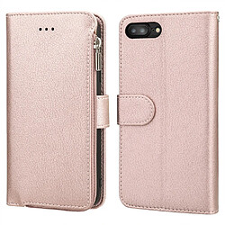 Etui en PU fermeture éclair en microfibre or rose pour votre Apple iPhone 7/8/SE (2nd Generation)