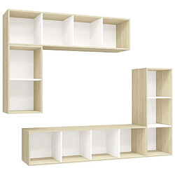 vidaXL Ensemble meubles TV 4 pcs Blanc/chêne sonoma Bois d'ingénierie