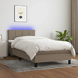 Sommier à lattes LED,Cadre à lattes de lit avec matelas pour Adulte Taupe 100x200 cm Tissu -MN50638