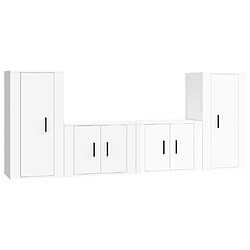 vidaXL Ensemble de meubles TV 4 pcs Blanc brillant Bois d'ingénierie