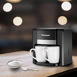 Avis Techwood Cafetière électrique 2 Tasses Duo Céramique Filtre permanent lavable 500W noir Arrêt automatique