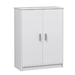 Avis Pegane Armoire à Chaussures avec 2 portes coloris blanc - hauteur 101 x profondeur 36 x largeur 75 cm