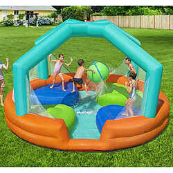 Piscine Gonflable Bestway Dodge & Drench Water Park 450x450x268 cm avec Jeu de Balle Suspendue et Plateformes