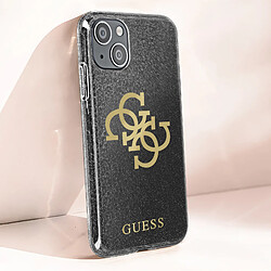 Avis Guess Maroquinerie Coque iPhone 13 Mini Paillettes Silicone Gel Guess Transparente noir