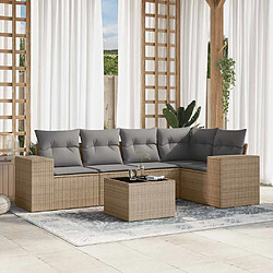 vidaXL Salon de jardin avec coussins 6 pcs beige résine tressée