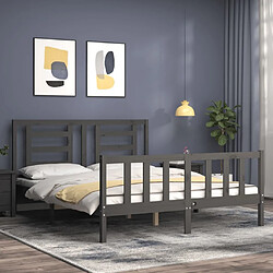 Avis Maison Chic Lit adulte - Cadre Structure de lit avec tête de lit Contemporain gris King Size bois massif -MN10977