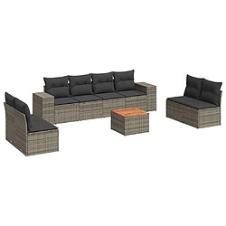 vidaXL Salon de jardin 9 pcs avec coussins gris résine tressée