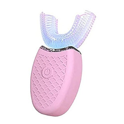 Universal Brosse à dents automatique à voix électrique dans la population 360 degrés U ABS 4 mode ultrasonique brosse à dents paresseuse électrique(Rose)