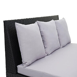 Mendler Canapé en polyrotin, 2 places HWC-G16, banc, fauteuil, gastronomie, 120 cm ~ noir, coussin gris clair pas cher