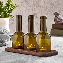 Hanah Home Photophore en bois et verre Wine.