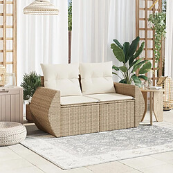 Avis Maison Chic Canapé de jardin avec coussins 2 places | Canapé d'extérieur | Fauteuil,Banquette Jardin beige résine tressée -MN90190