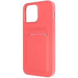 Avizar Coque iPhone 14 Pro Max Silicone Souple Porte-carte corail