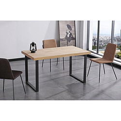 Avis Pegane Table à manger rectangulaire en bois coloris chêne clair / pieds noir - Longueur 140 x profondeur 80 x hauteur 76 cm