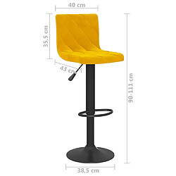 vidaXL Tabourets de bar lot de 2 Jaune moutarde Velours pas cher