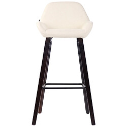 Decoshop26 Tabouret de bar chaise haute x 1 avec repose-pieds design moderne en tissu crème pied en bois couleur noyer 10_0005283