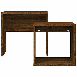 Acheter Maison Chic Lot de 2 Tables basses gigognes,Table Console chêne marron bois d'ingénierie -MN74276