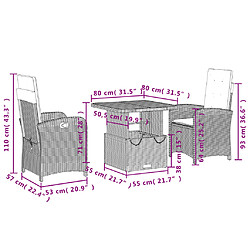 vidaXL Ensemble à manger de jardin avec coussins 3 pcs Noir pas cher