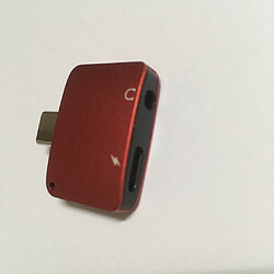 Acheter 2 en 1 type c adaptateur répartiteur audio câble de charge audio rouge