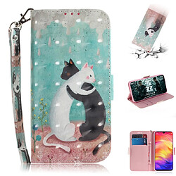 Wewoo Coque Fashion Étui en cuir à rabat avec dessin coloré 3D fentes pour cartes et porte-cartes et portefeuille Redmi Note 7 chat noir et blanc