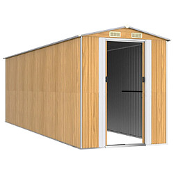 Helloshop26 Abri de jardin cabane cabanon maison de stockage remise extérieur hangar outils robuste clair 192 x 606 x 223 cm acier galvanisé marron 02_0022307