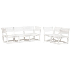 Maison Chic Salon de jardin 5 pcs | Ensemble de Table et chaises | Mobilier d'Extérieur blanc bois massif de pin -GKD72655