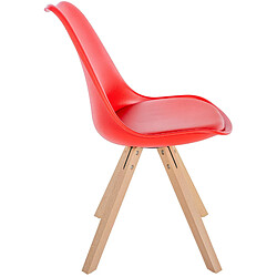 Avis Decoshop26 Chaise de salle à manger x1 style scandinave assise en plastique rouge et pieds carrés en bois clair 10_0001455