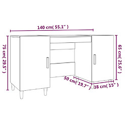 vidaXL Bureau Blanc 140x50x75 cm Bois d'ingénierie pas cher