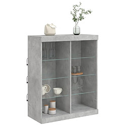 Maison Chic Commode Buffet - Meuble de rangement avec lumières LED gris béton 81x37x100 cm -GKD61476 pas cher